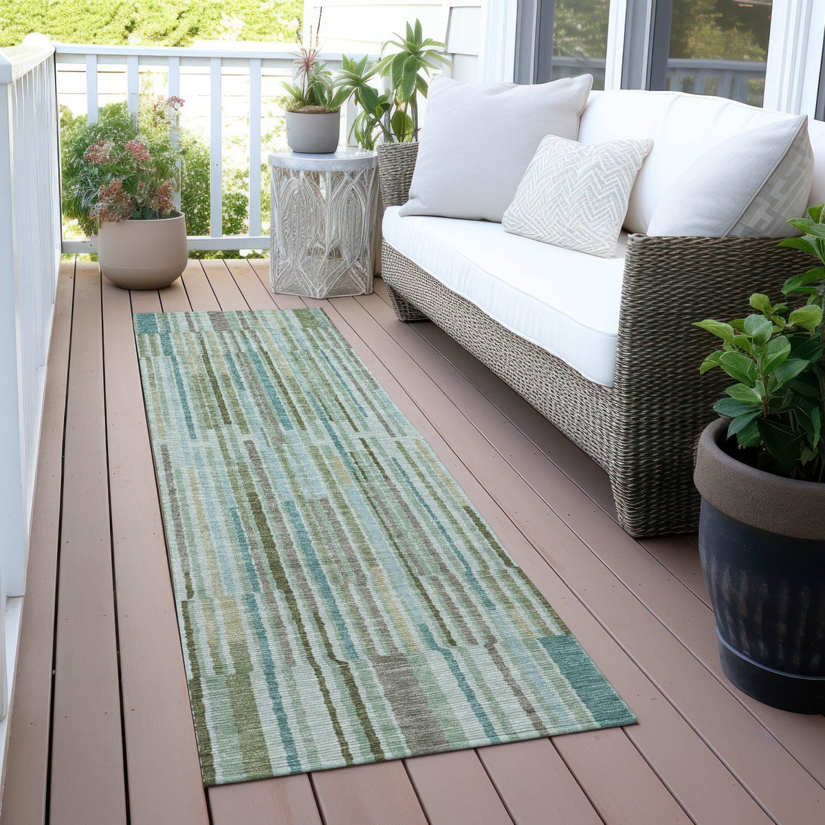 Addison Chantille ACN2102 Stripes Machine Made Transitional Aloe Rug