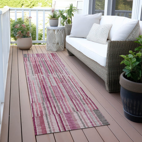 Addison Chantille ACN2102 Stripes Machine Made Transitional Blush Rug