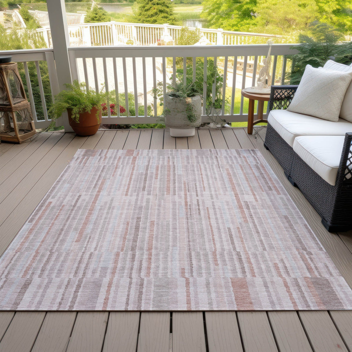 Addison Chantille ACN2102 Stripes Machine Made Transitional Coral Rug