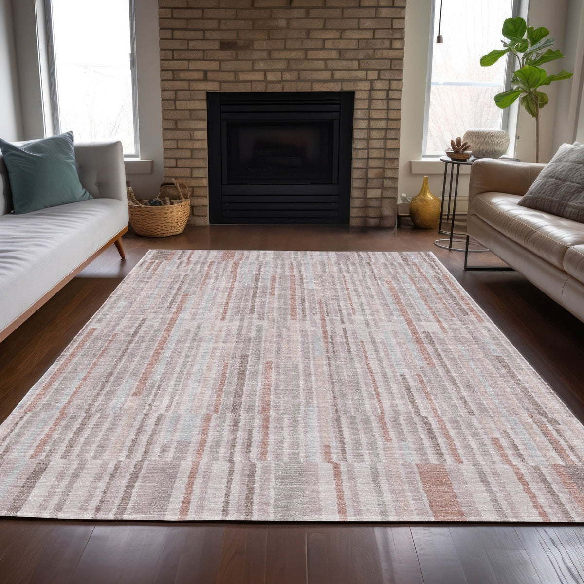 Addison Chantille ACN2102 Stripes Machine Made Transitional Coral Rug