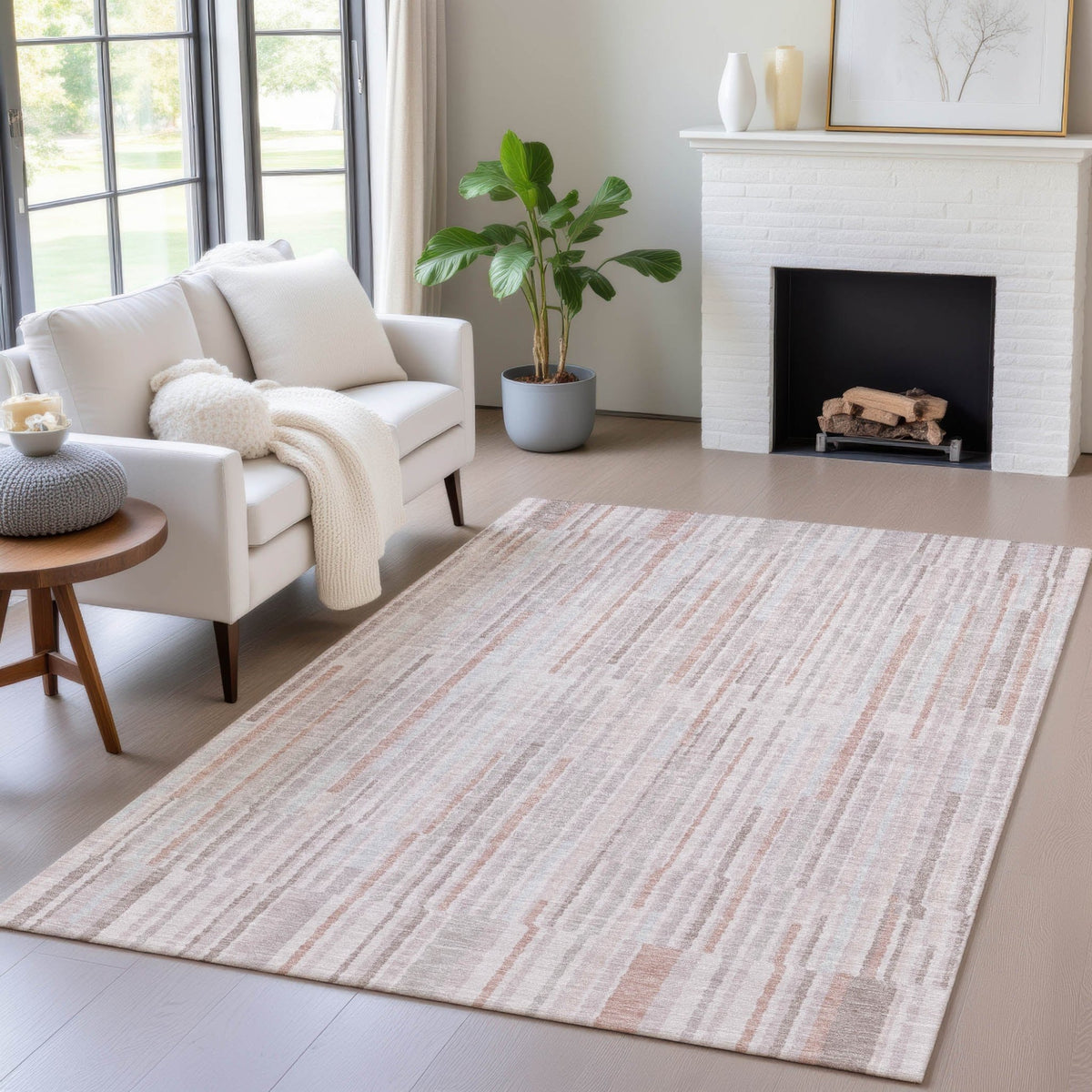 Addison Chantille ACN2102 Stripes Machine Made Transitional Coral Rug