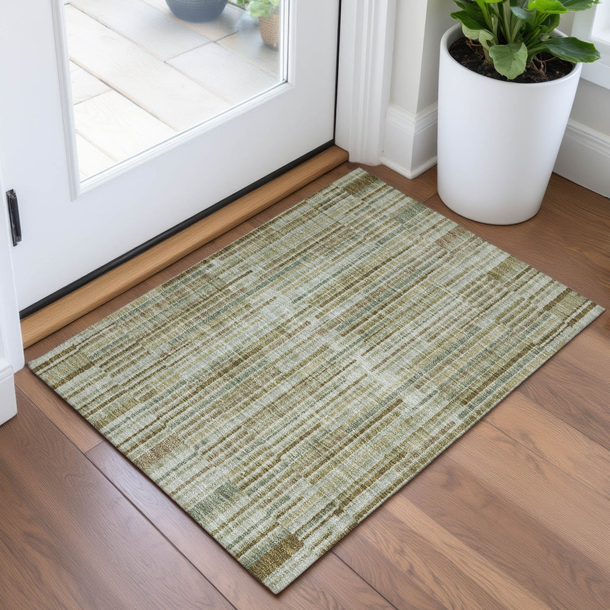 Addison Chantille ACN2102 Stripes Machine Made Transitional Khaki Rug