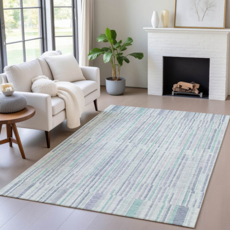 Addison Chantille ACN2102 Stripes Machine Made Transitional Mint Rug