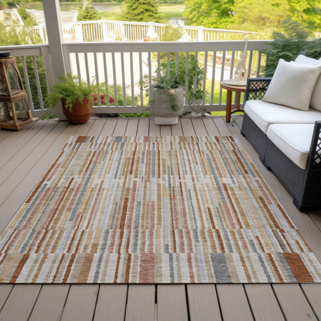 Addison Chantille ACN2102 Stripes Machine Made Transitional Paprika Rug