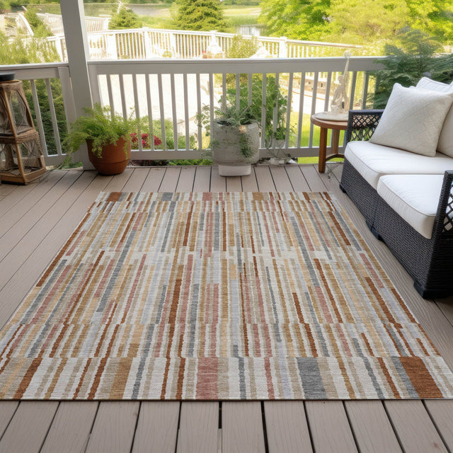 Addison Chantille ACN2102 Stripes Machine Made Transitional Paprika Rug