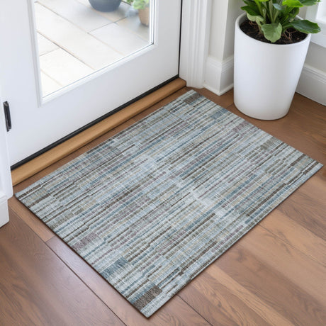 Addison Chantille ACN2102 Stripes Machine Made Transitional Teal Rug