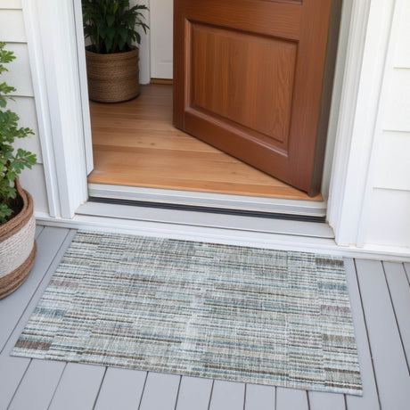 Addison Chantille ACN2102 Stripes Machine Made Transitional Teal Rug
