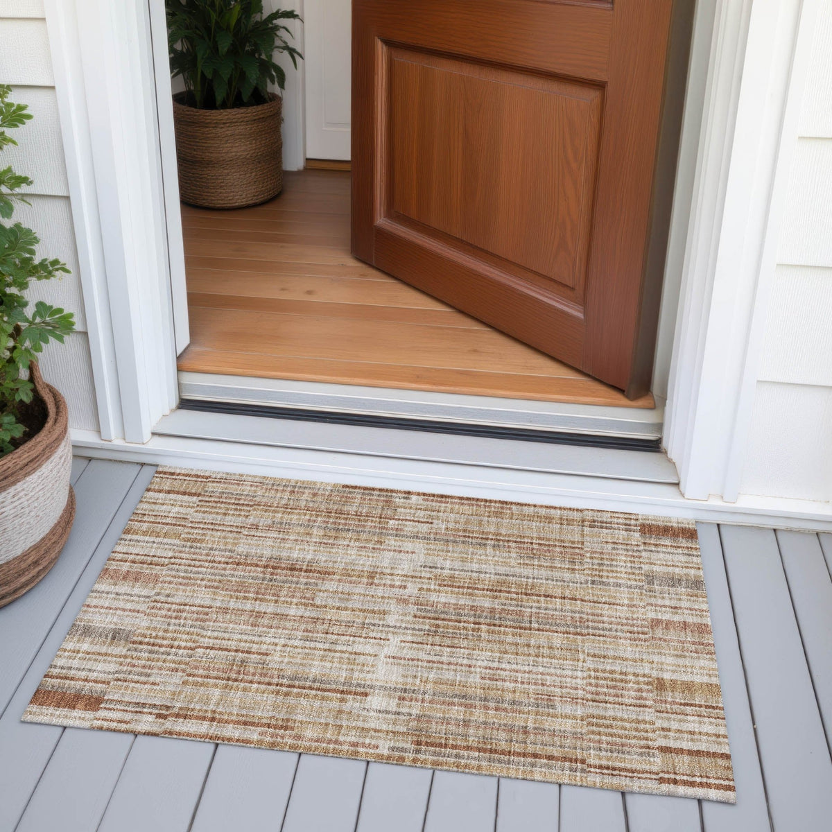 Addison Chantille ACN2102 Stripes Machine Made Transitional Terracotta Rug