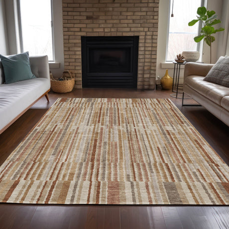 Addison Chantille ACN2102 Stripes Machine Made Transitional Terracotta Rug