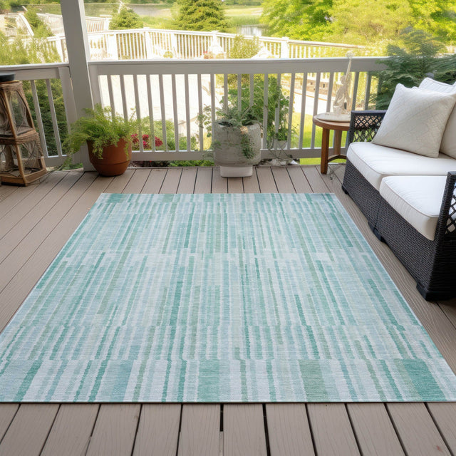 Addison Chantille ACN2102 Stripes Machine Made Transitional Turquoise Rug