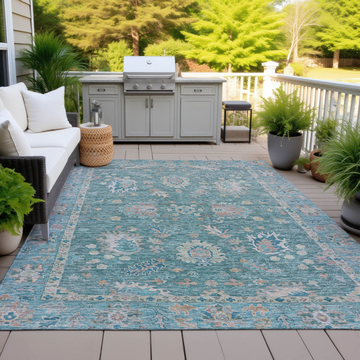 Addison Chantille ACN2104 Global Machine Made Traditional Teal Rug