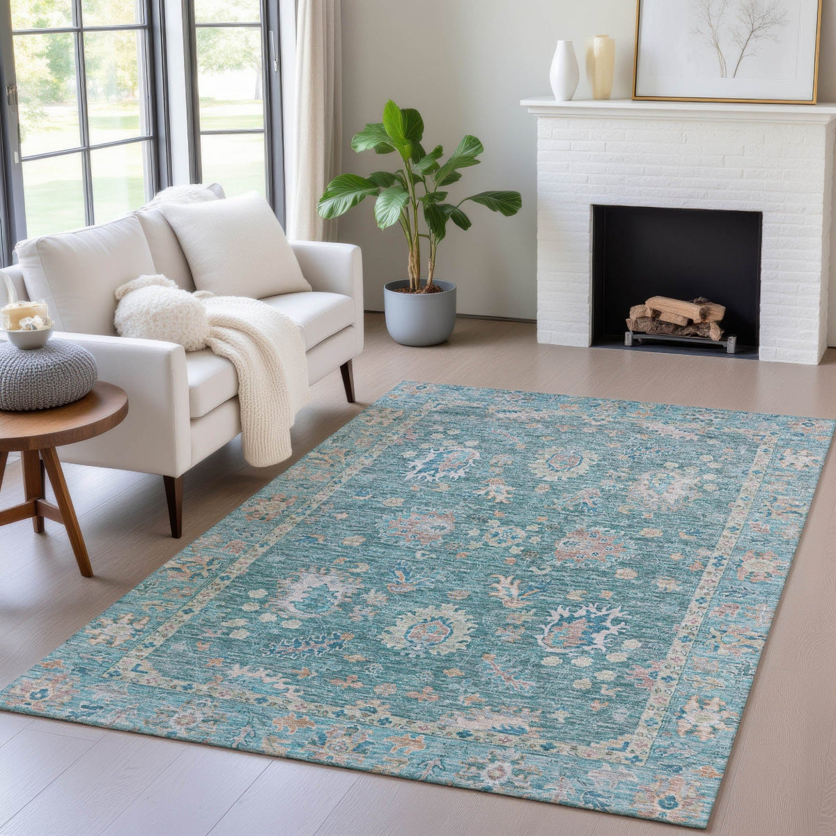 Addison Chantille ACN2104 Global Machine Made Traditional Teal Rug