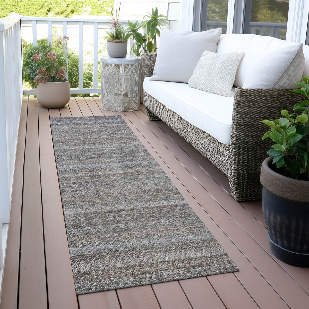Addison Chantille ACN2105 Stripes Machine Made Transitional Brown Rug