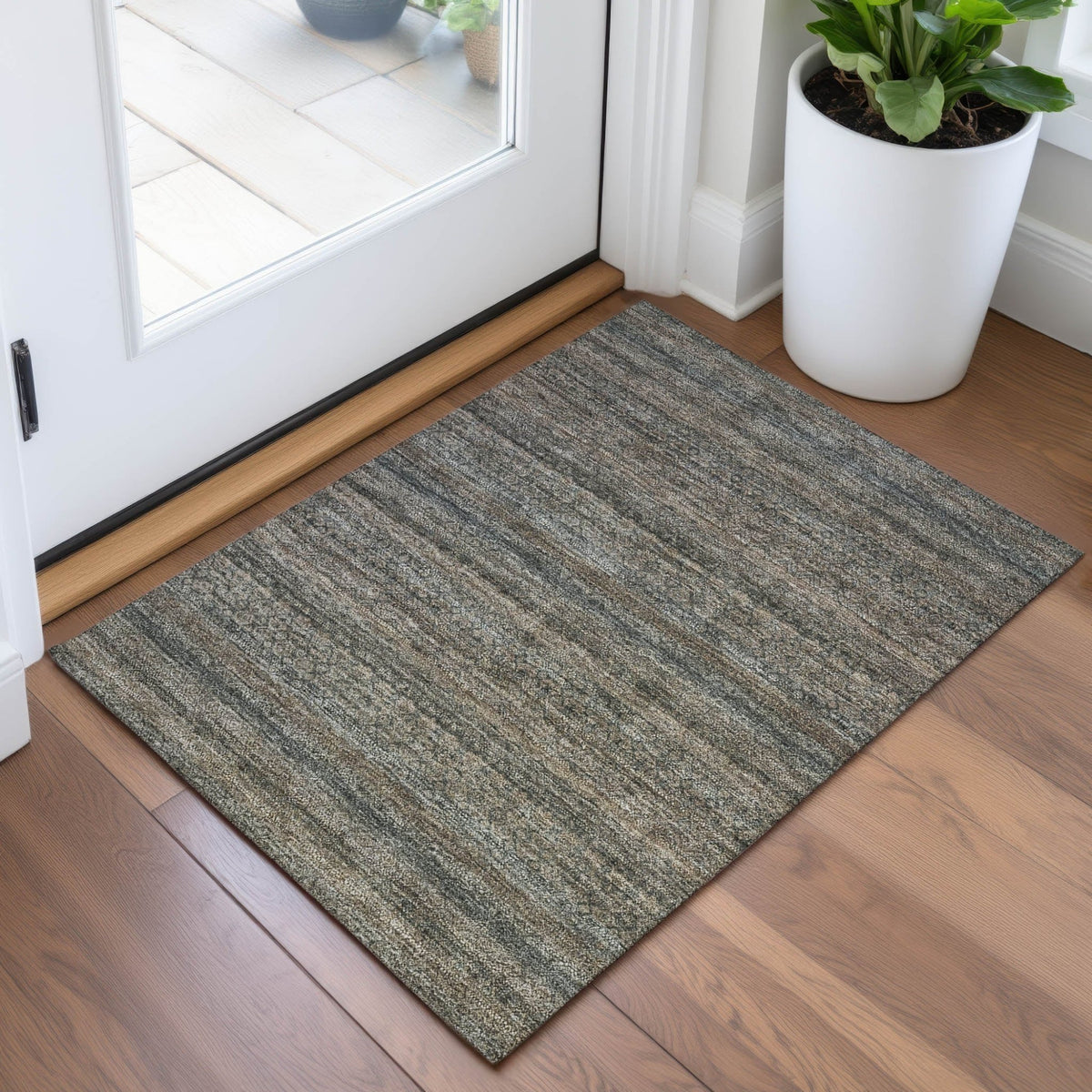 Addison Chantille ACN2105 Stripes Machine Made Transitional Chocolate Rug