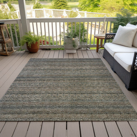 Addison Chantille ACN2105 Stripes Machine Made Transitional Chocolate Rug