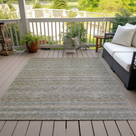 Addison Chantille ACN2105 Stripes Machine Made Transitional Khaki Rug