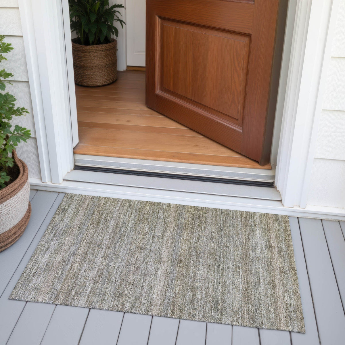 Addison Chantille ACN2105 Stripes Machine Made Transitional Khaki Rug