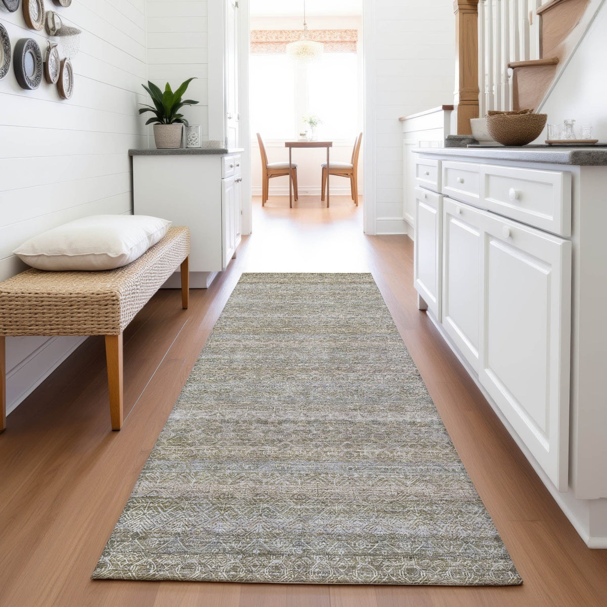 Addison Chantille ACN2105 Stripes Machine Made Transitional Khaki Rug