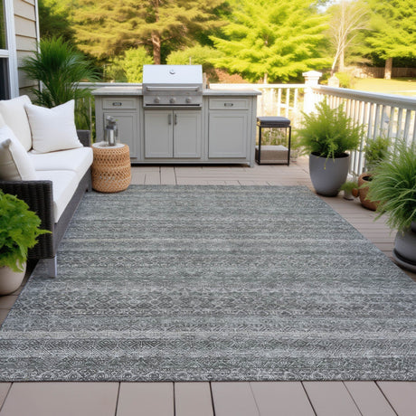 Addison Chantille ACN2105 Stripes Machine Made Transitional Pewter Rug