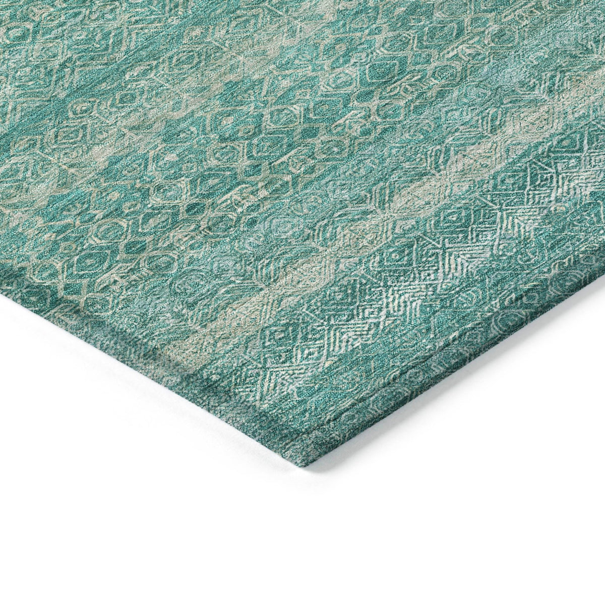 Addison Chantille ACN2105 Stripes Machine Made Transitional Teal Rug
