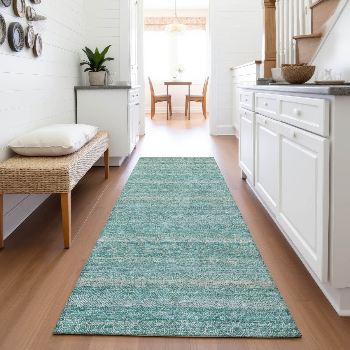 Addison Chantille ACN2105 Stripes Machine Made Transitional Teal Rug