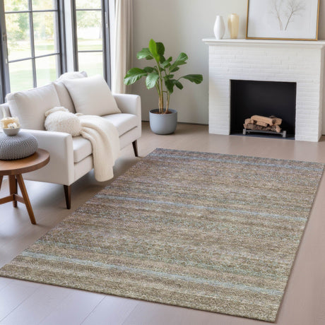 Addison Chantille ACN2106 Stripes Machine Made Transitional Brown Rug