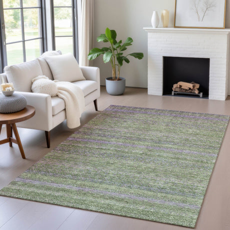 Addison Chantille ACN2106 Stripes Machine Made Transitional Olive Rug