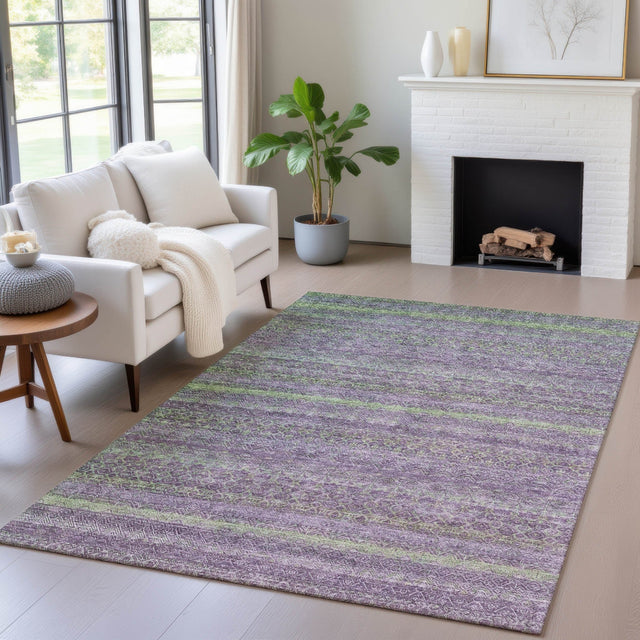 Addison Chantille ACN2106 Stripes Machine Made Transitional Purple Rug