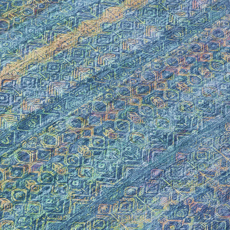 Addison Chantille ACN2106 Stripes Machine Made Transitional Teal Rug