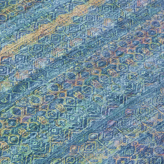 Addison Chantille ACN2106 Stripes Machine Made Transitional Teal Rug