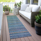 Addison Chantille ACN2106 Stripes Machine Made Transitional Teal Rug