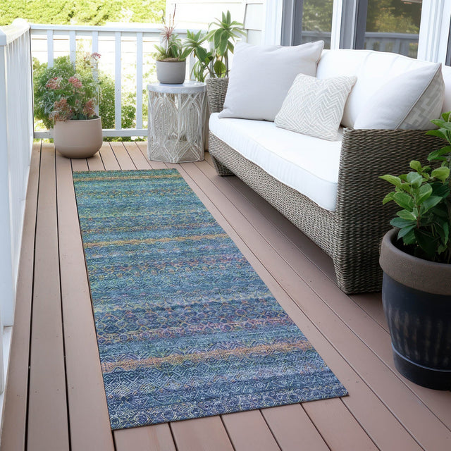 Addison Chantille ACN2106 Stripes Machine Made Transitional Teal Rug