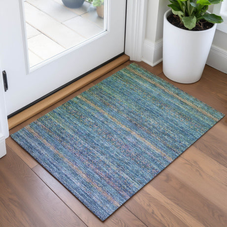 Addison Chantille ACN2106 Stripes Machine Made Transitional Teal Rug