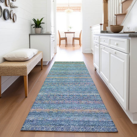Addison Chantille ACN2106 Stripes Machine Made Transitional Teal Rug