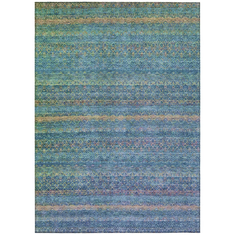 Addison Chantille ACN2106 Stripes Machine Made Transitional Teal Rug
