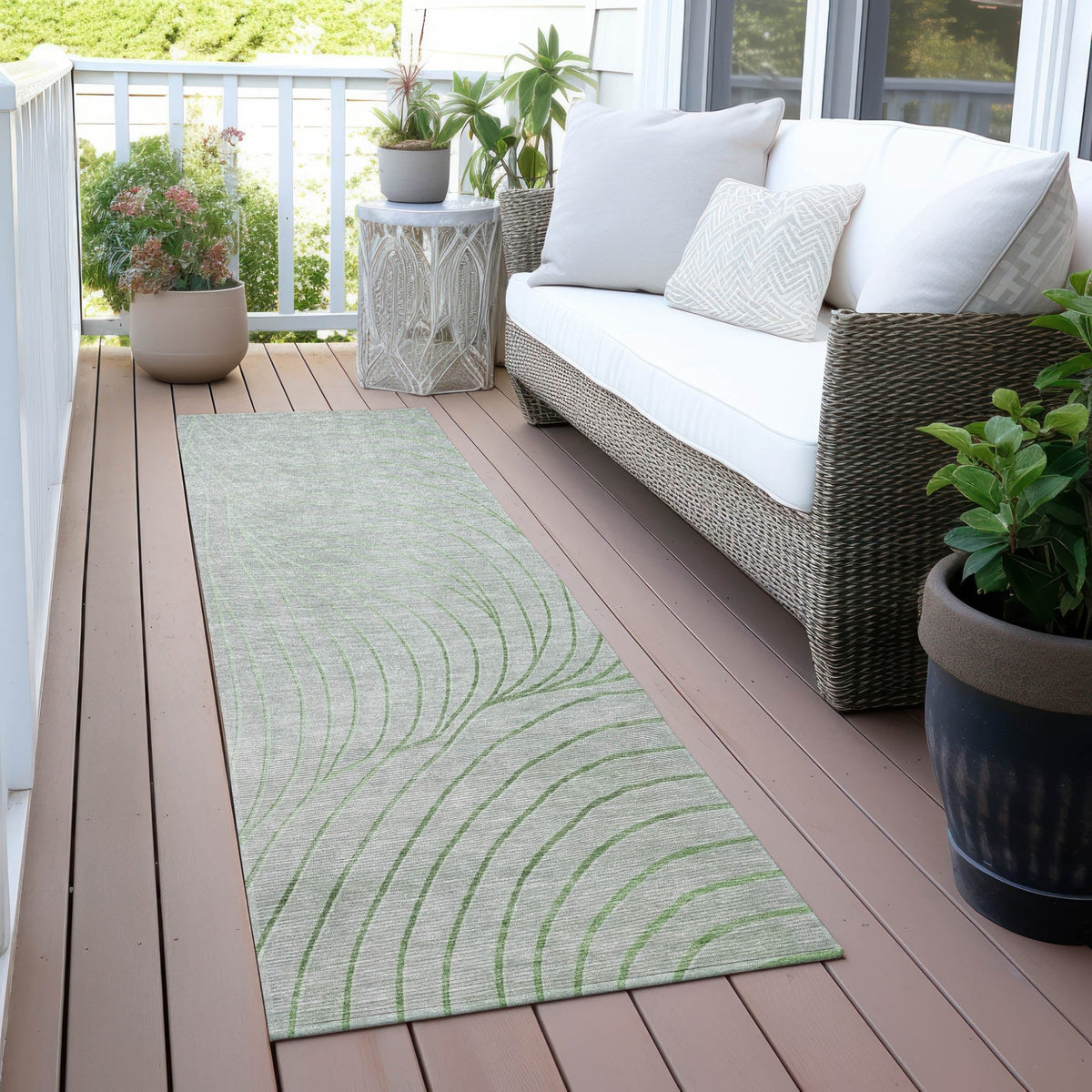 Addison Chantille ACN2107 Swirls Machine Made Transitional Aloe Rug