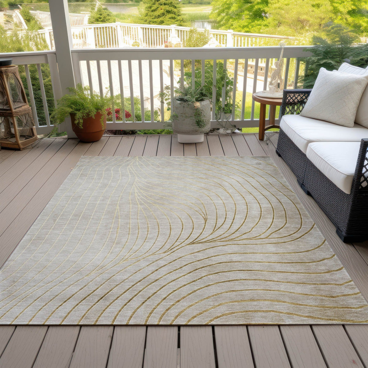 Addison Chantille ACN2107 Swirls Machine Made Transitional Beige Rug