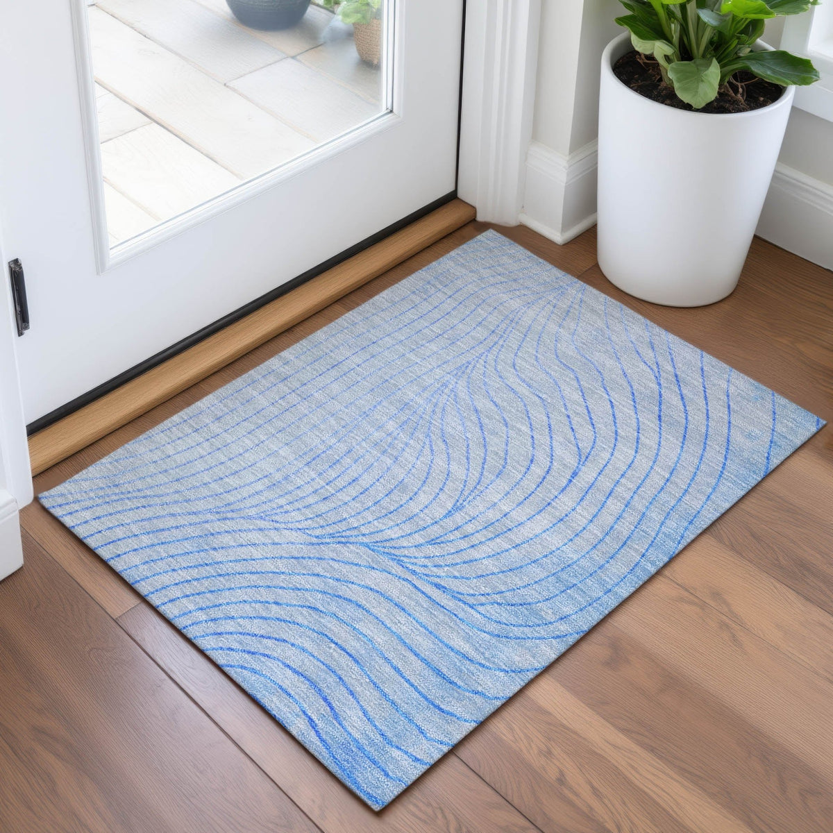 Addison Chantille ACN2107 Swirls Machine Made Transitional Blue Rug