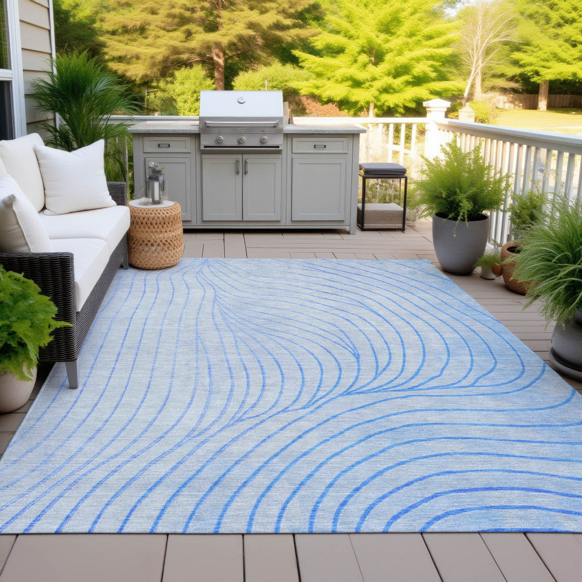 Addison Chantille ACN2107 Swirls Machine Made Transitional Blue Rug