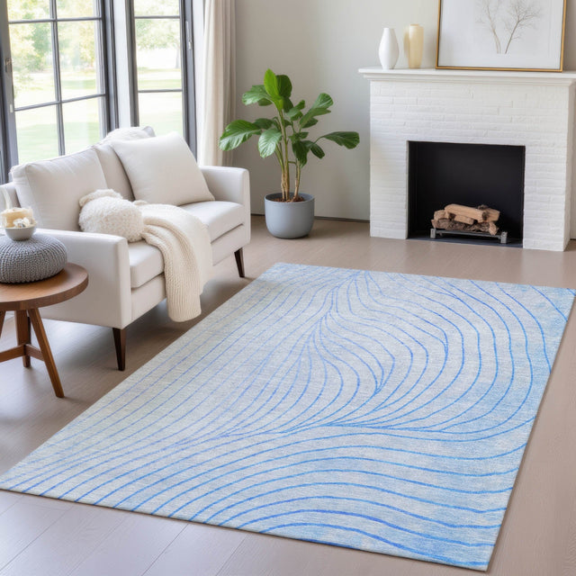 Addison Chantille ACN2107 Swirls Machine Made Transitional Blue Rug