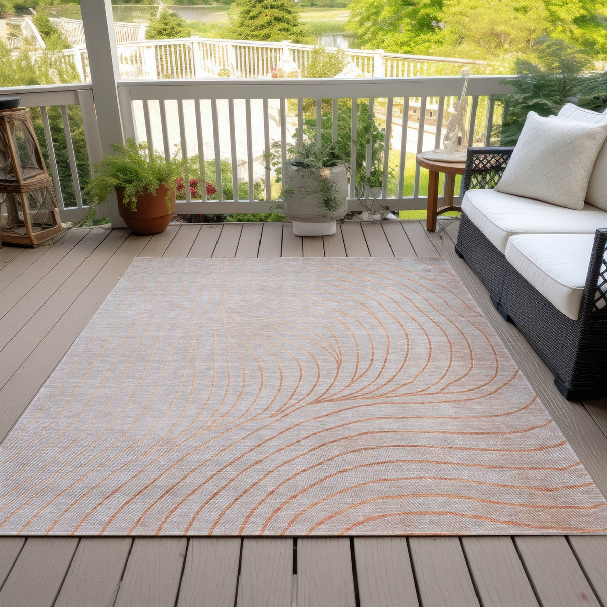 Addison Chantille ACN2107 Swirls Machine Made Transitional Copper Rug