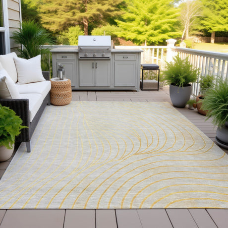 Addison Chantille ACN2107 Swirls Machine Made Transitional Gold Rug