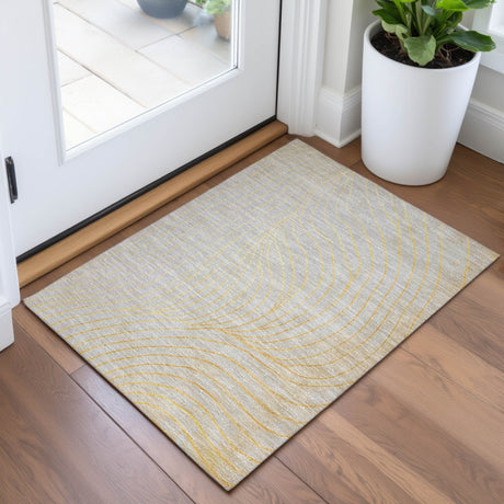 Addison Chantille ACN2107 Swirls Machine Made Transitional Gold Rug