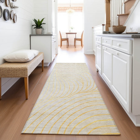 Addison Chantille ACN2107 Swirls Machine Made Transitional Gold Rug