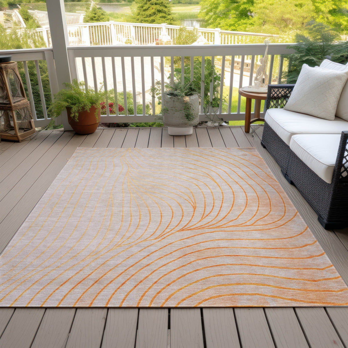 Addison Chantille ACN2107 Swirls Machine Made Transitional Orange Rug