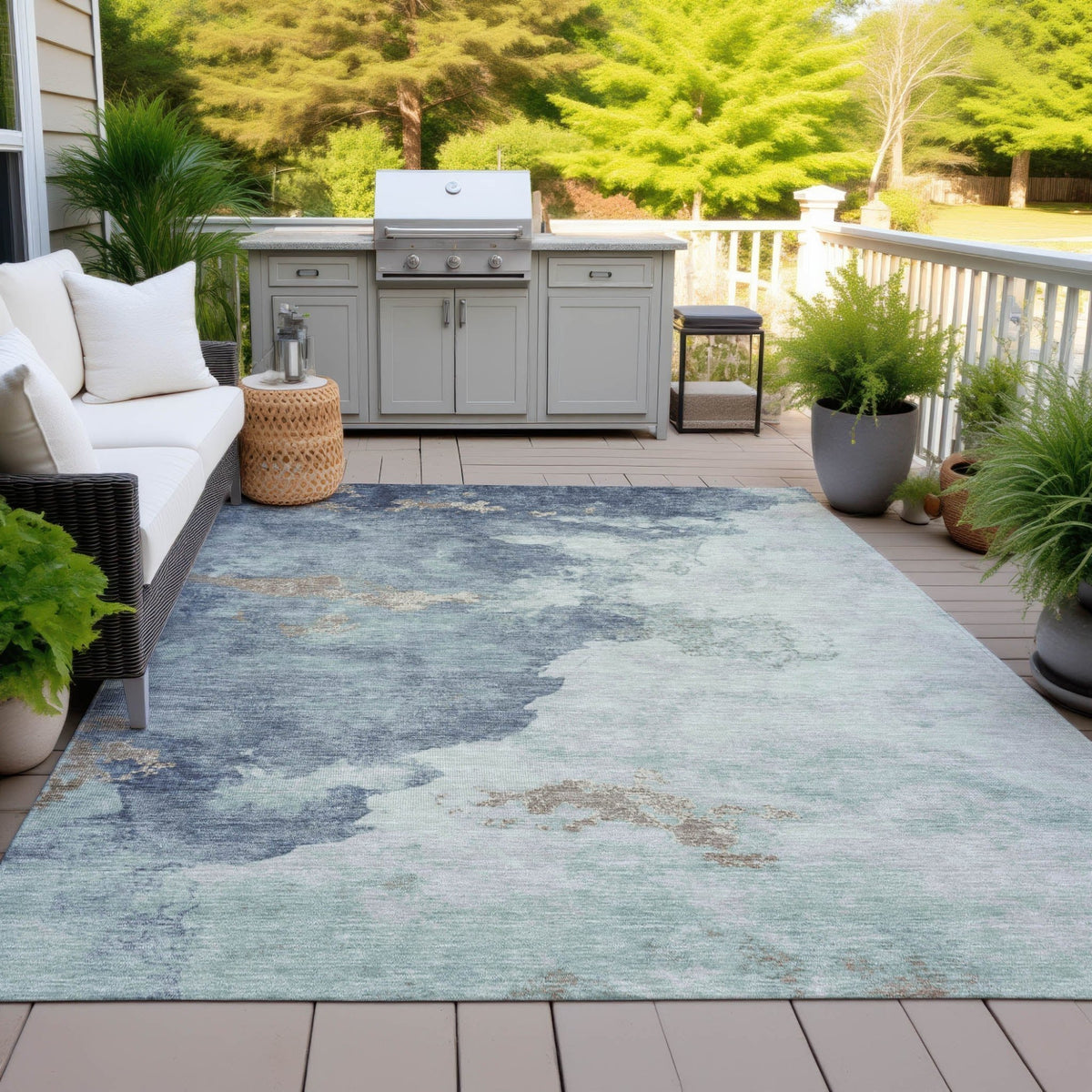 Addison Chantille ACN2108 Abstract Machine Made Transitional Seafoam Rug