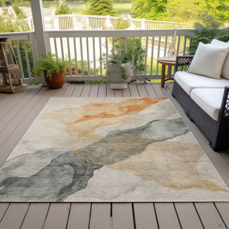Addison Chantille ACN2109 Abstract Machine Made Transitional Orange Rug