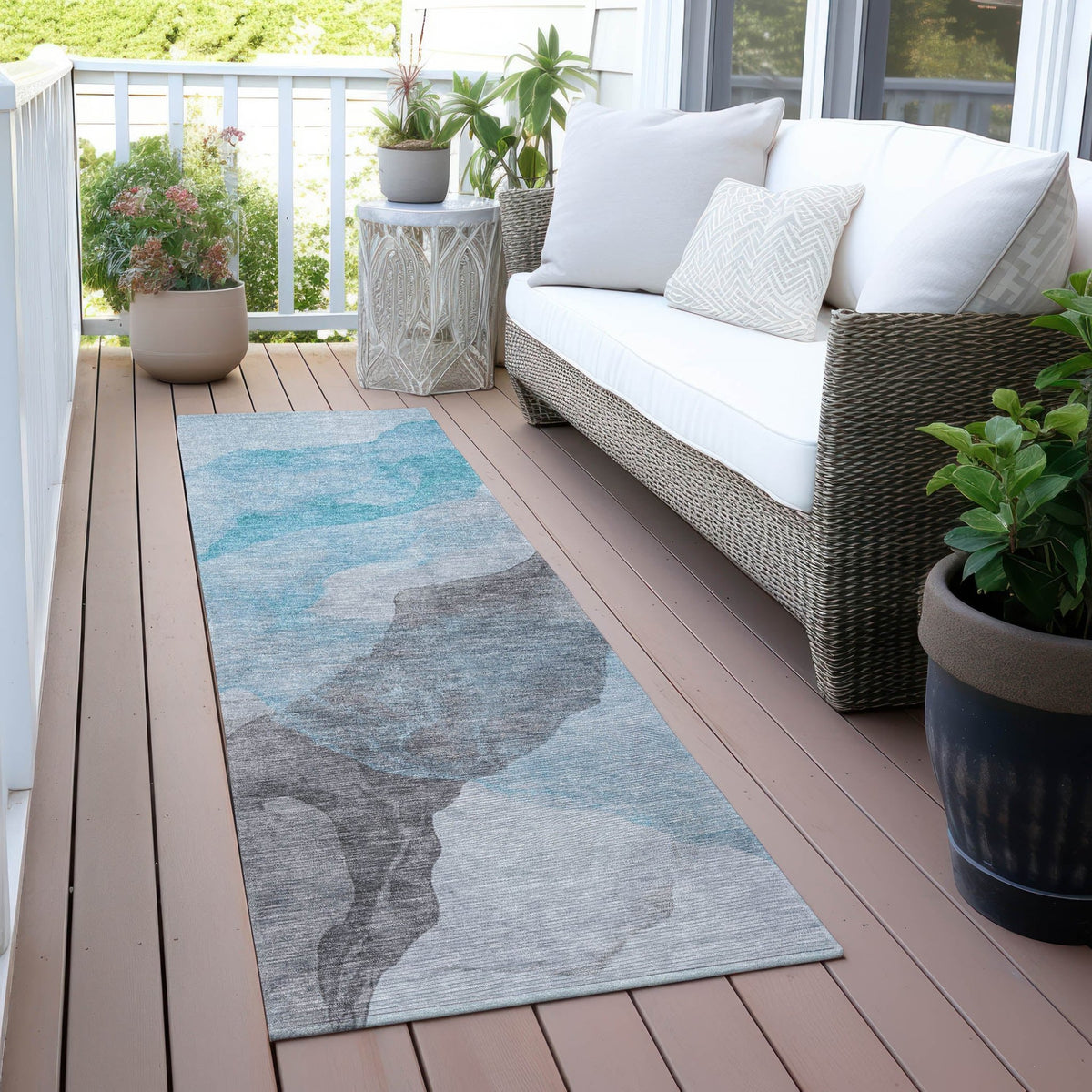 Addison Chantille ACN2109 Abstract Machine Made Transitional Teal Rug
