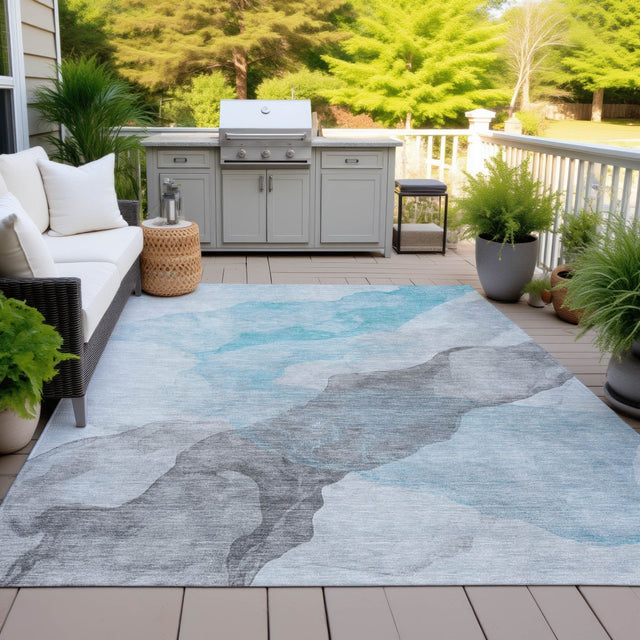 Addison Chantille ACN2109 Abstract Machine Made Transitional Teal Rug