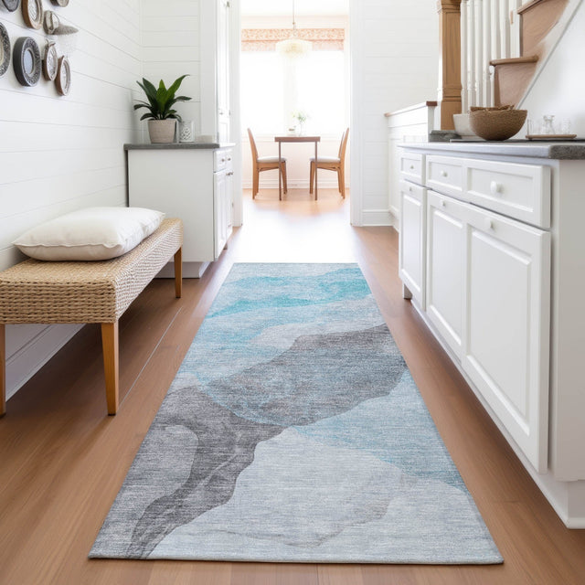 Addison Chantille ACN2109 Abstract Machine Made Transitional Teal Rug